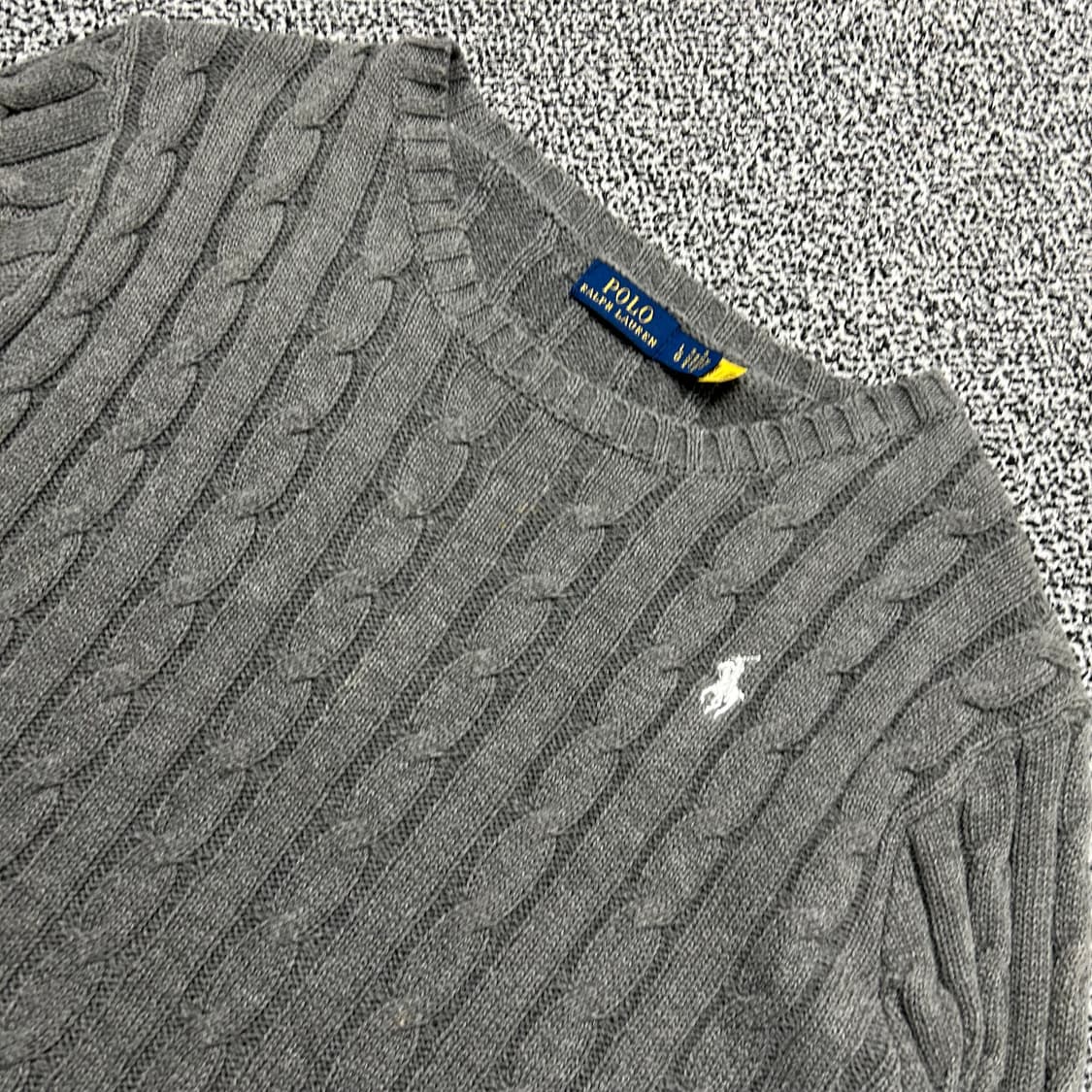 폴로 그레이 케이블 코튼 니트 상품이미지2