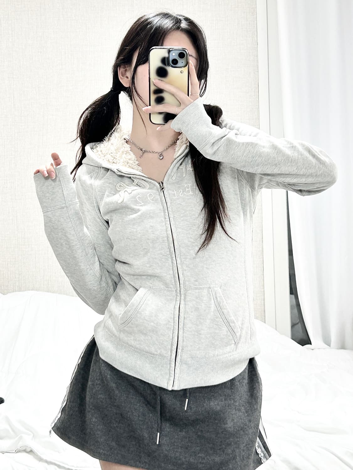 아베크롬비 그레이 양털 후드집업 상품이미지2