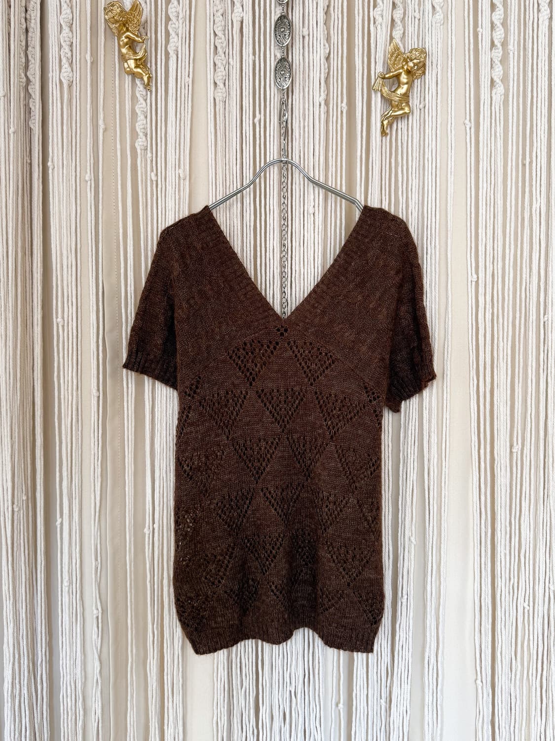 Cable Crochet V-Neck Knit 0024 상품이미지5