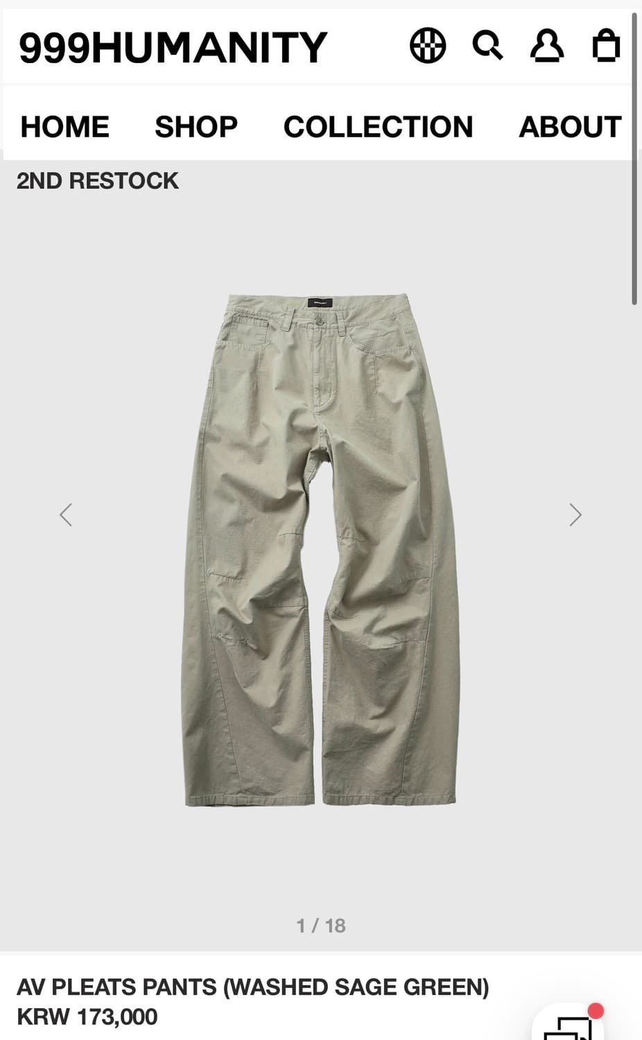 999휴머니티 AV PLEATS PANTS 상품이미지1