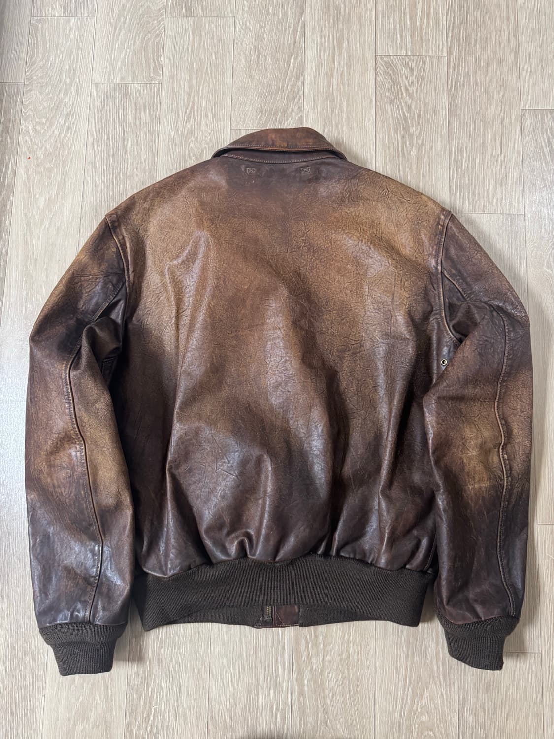 L 폴로 랄프로렌 오일워싱 a-2 가죽자켓 상품이미지8