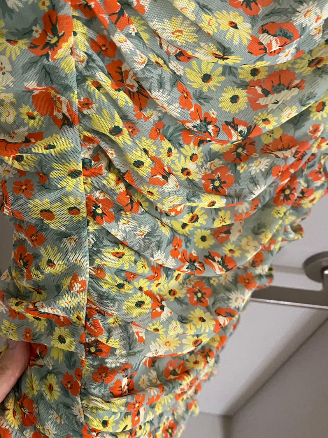 GANNI 가니 플로럴 롱 슬림 셔링 원피스 상품이미지5