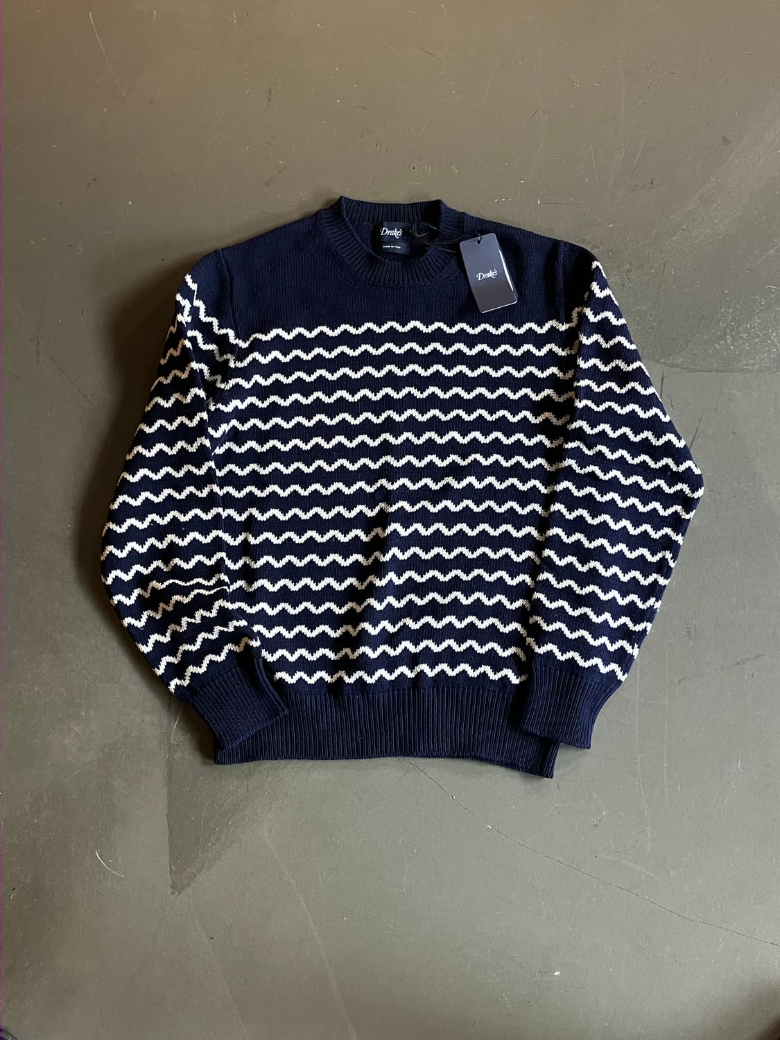 드레익스 drake's 웨이브 스트라이프 코튼 니트 M 상품이미지1