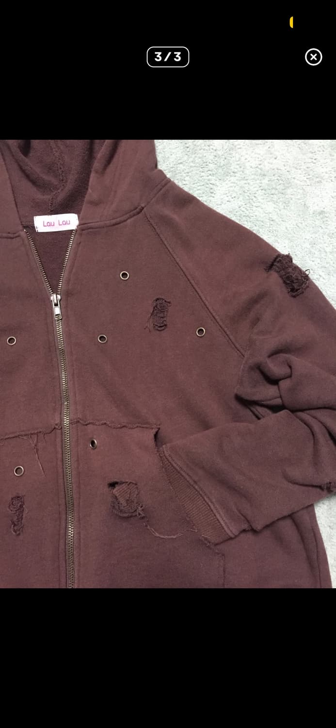 펀칭 데미지 디테일 빈티지 모리걸 히메갸루 그런지 후드집업 상품이미지3