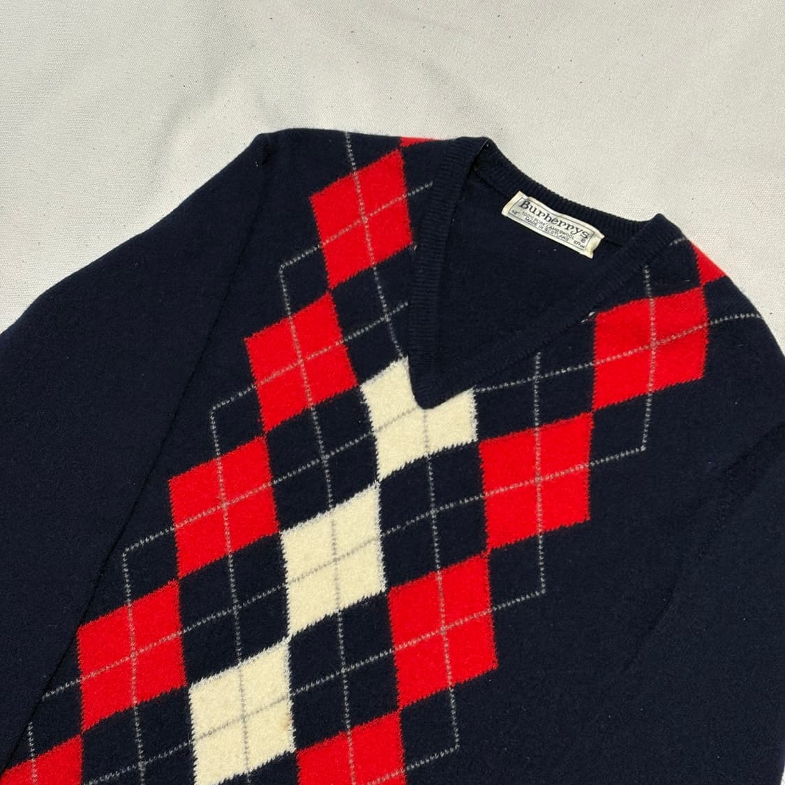 42 버버리 램스울 아가일 패턴 브이넥 니트 스웨터 상품이미지1