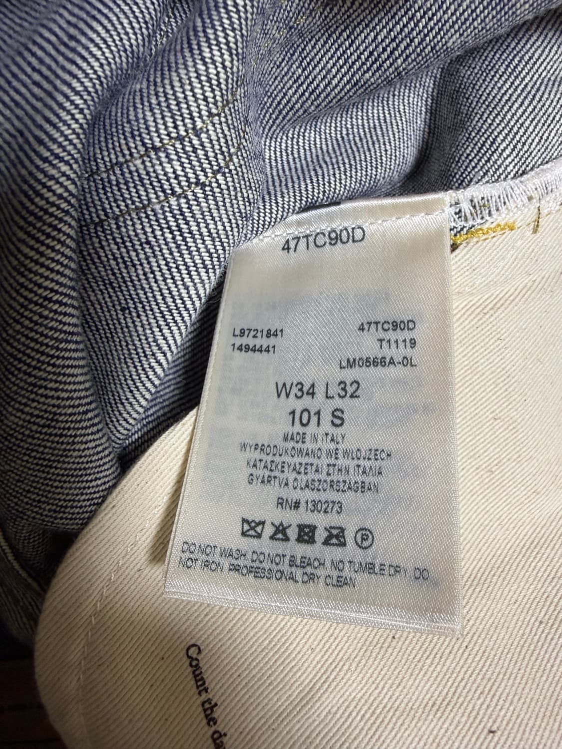 Lee 101S 골드 셀비지 데님 (W34 L32) 상품이미지9