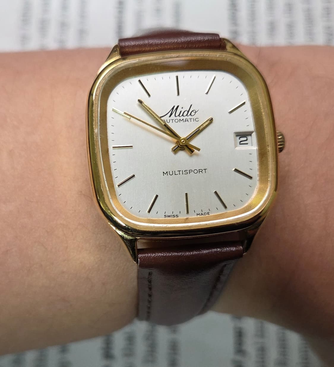 레어] 빈티지 미도(MIDO) 멀티스포트 사각탱크 실버판 필기체로고 오토 상품이미지9