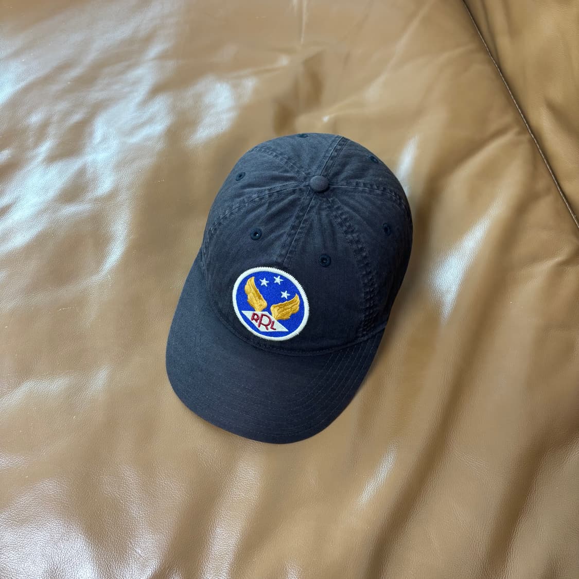 RRL 더블알엘 랄프로렌 폴로 윙로고 6패널 볼캡 모자 워시드 블랙 상품이미지5