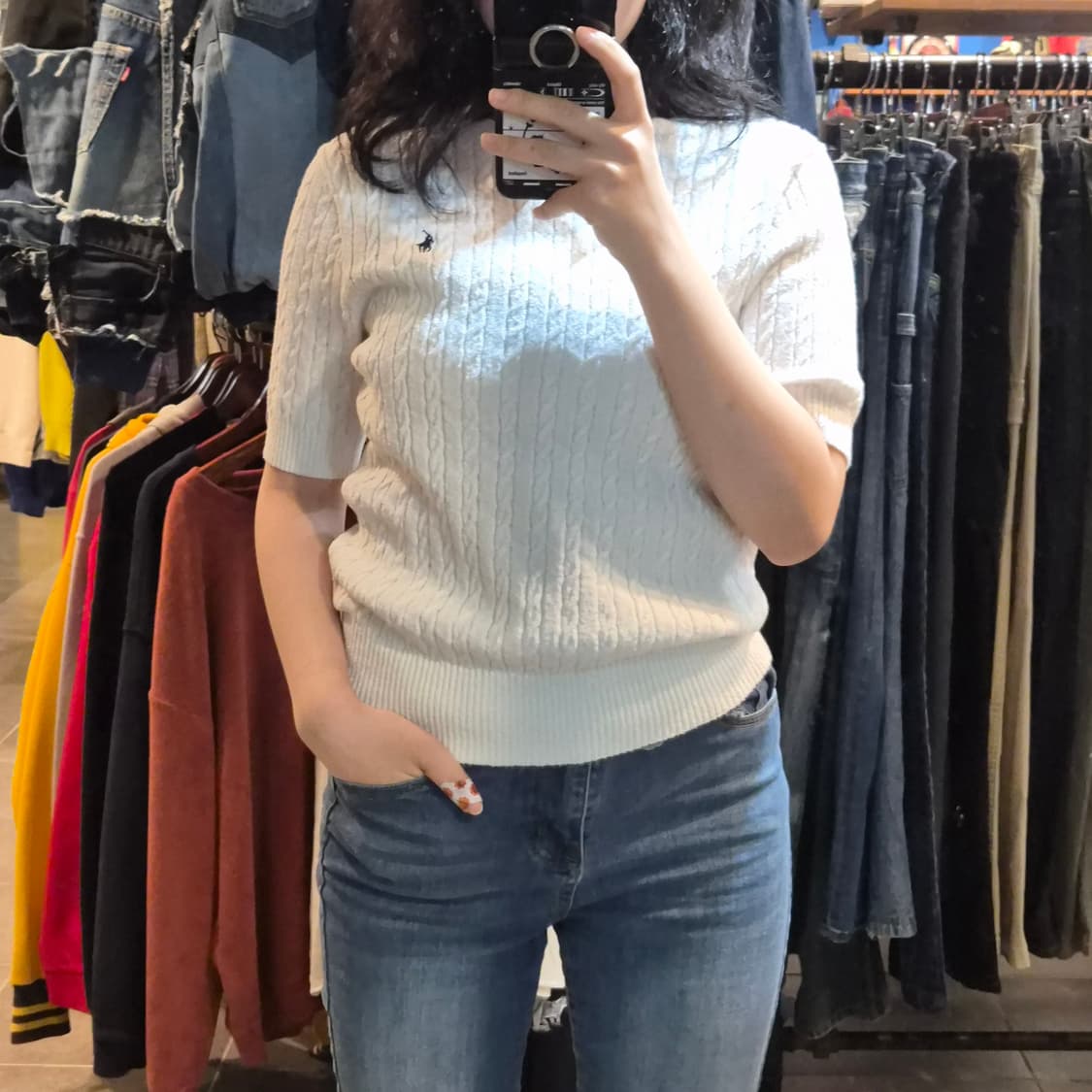 [NO.9] 폴로 꽈배기 반팔 니트 화이트 상품이미지3