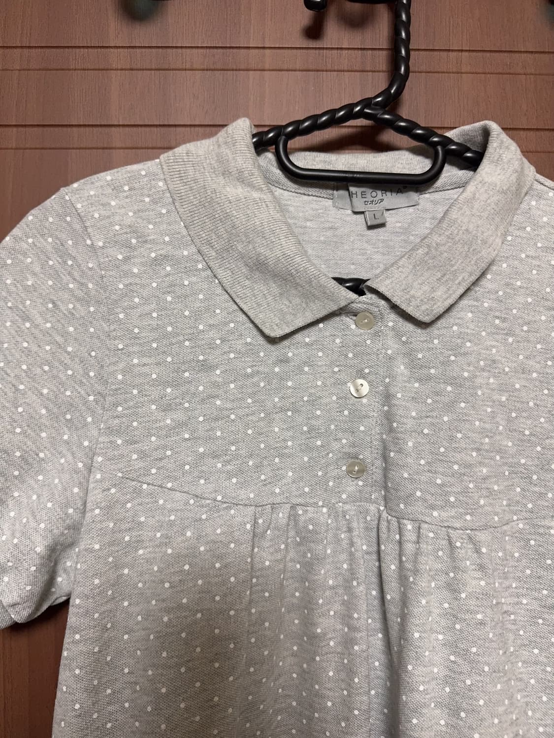 Theoria 일본 빈티지 모리걸 그레이 도트 반팔 셔츠 상품이미지2