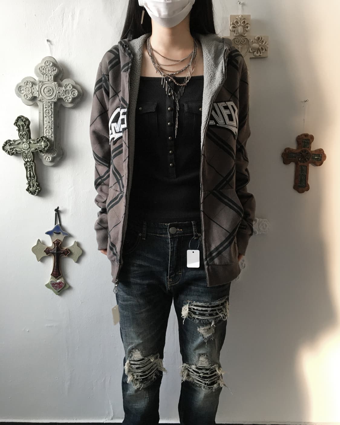 Check pattern hood zip up 상품이미지8