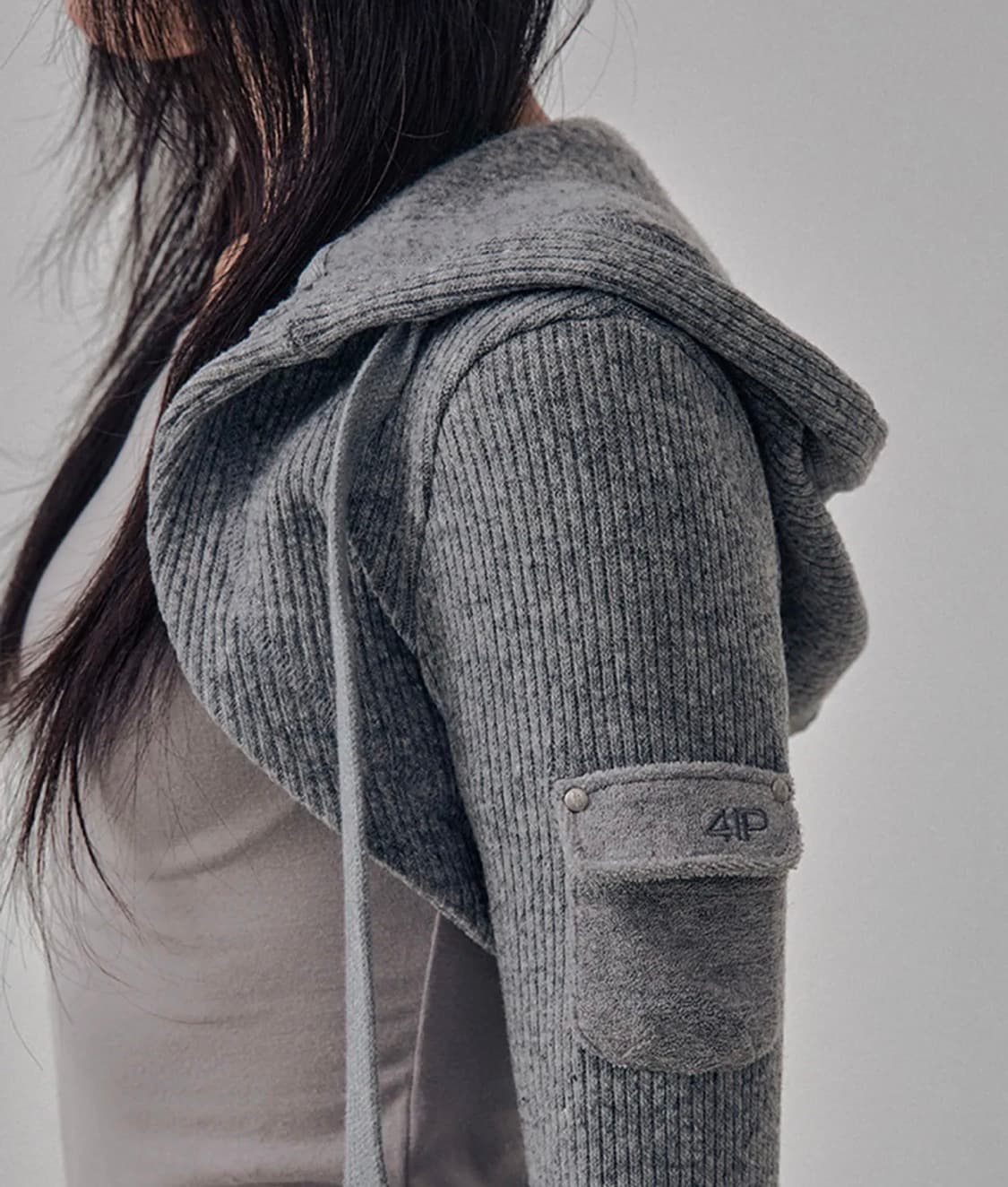 41pray knit hoodie bolero cardigan grey 상품이미지1