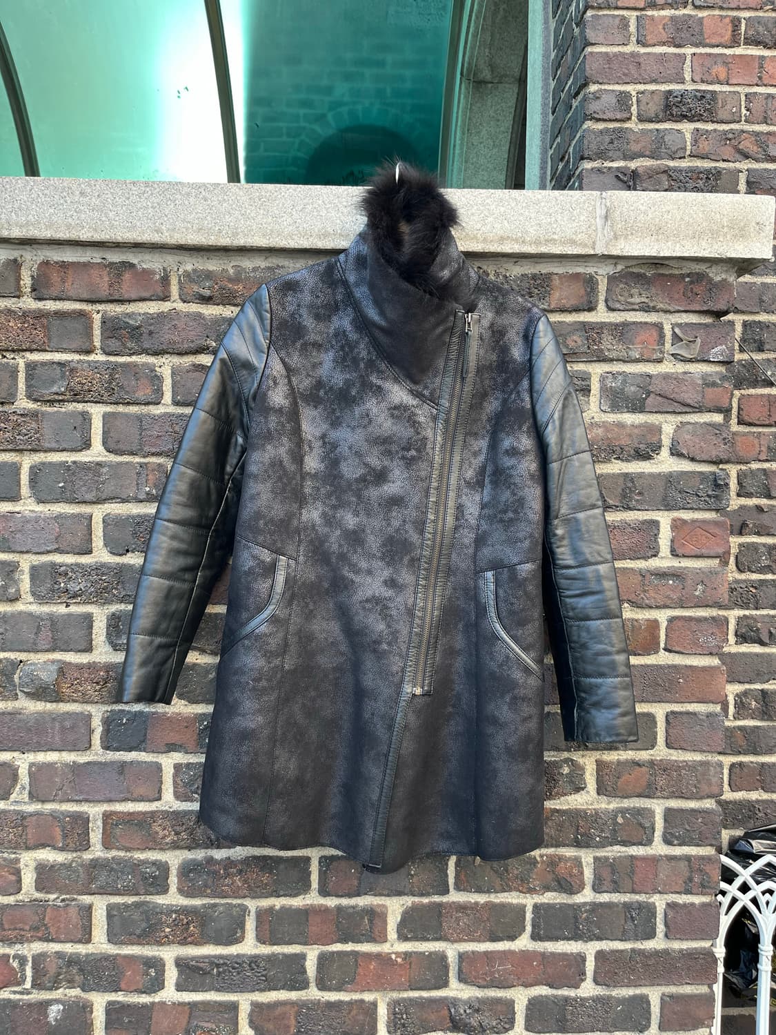 빈티지 레더 퍼 코트 상품이미지1