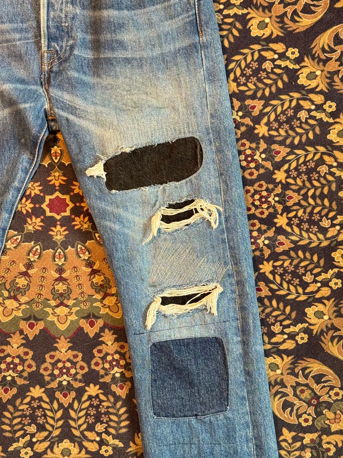 리바이스 501 데미지 리페어 패치워크 데님 상품이미지2