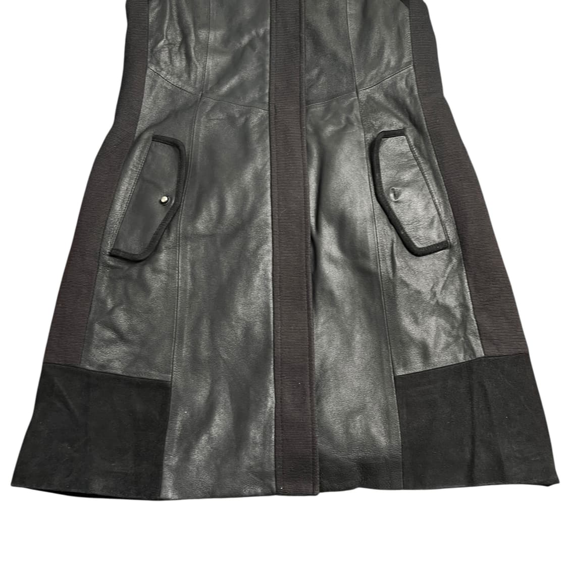 BLUPEPE 가죽 롱 조끼 베스트 블랙 상품이미지4