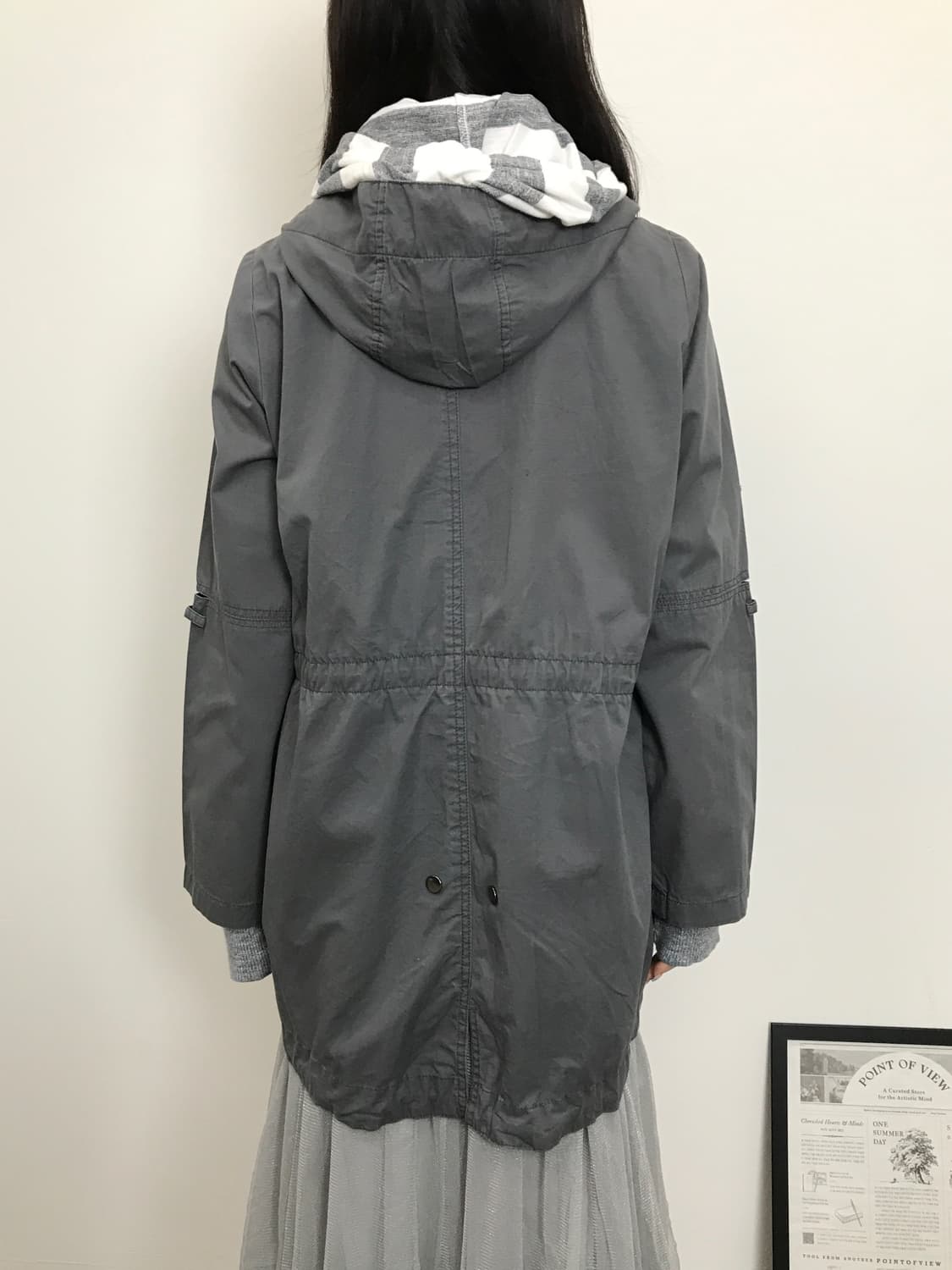 Jpn Mori Girl Dark Grey Drawstring Coat 상품이미지3