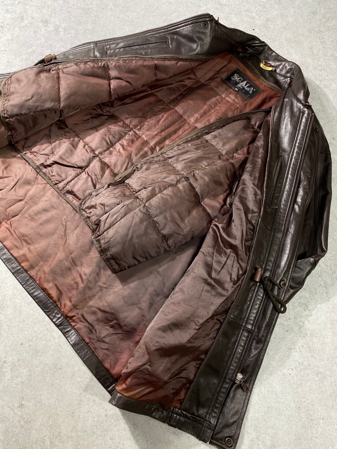 [105] 90s SCALA Paris 브라운 양가죽 레더 코트 상품이미지7