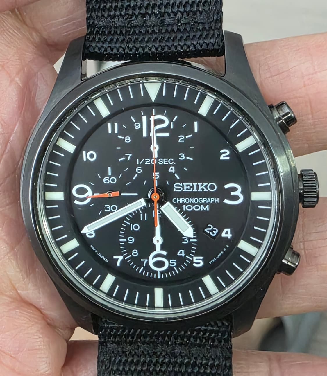 세이코 (SEIKO) SNDA65 밀리터리 크로노 그래프 블랙 시계 상품이미지1