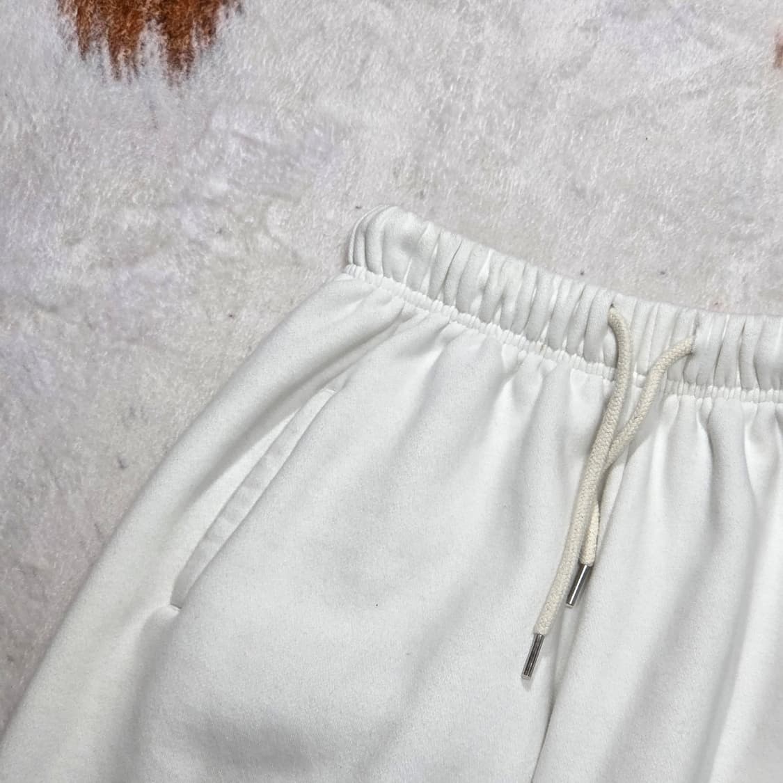 빈티지 화이트 기모 트레이닝 와이드 팬츠 상품이미지2