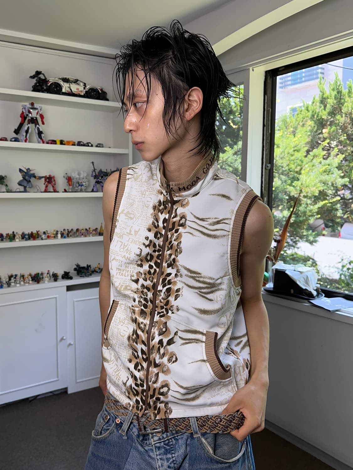 LA MODA GOJI 레오파드 집업 베스트 상품이미지1