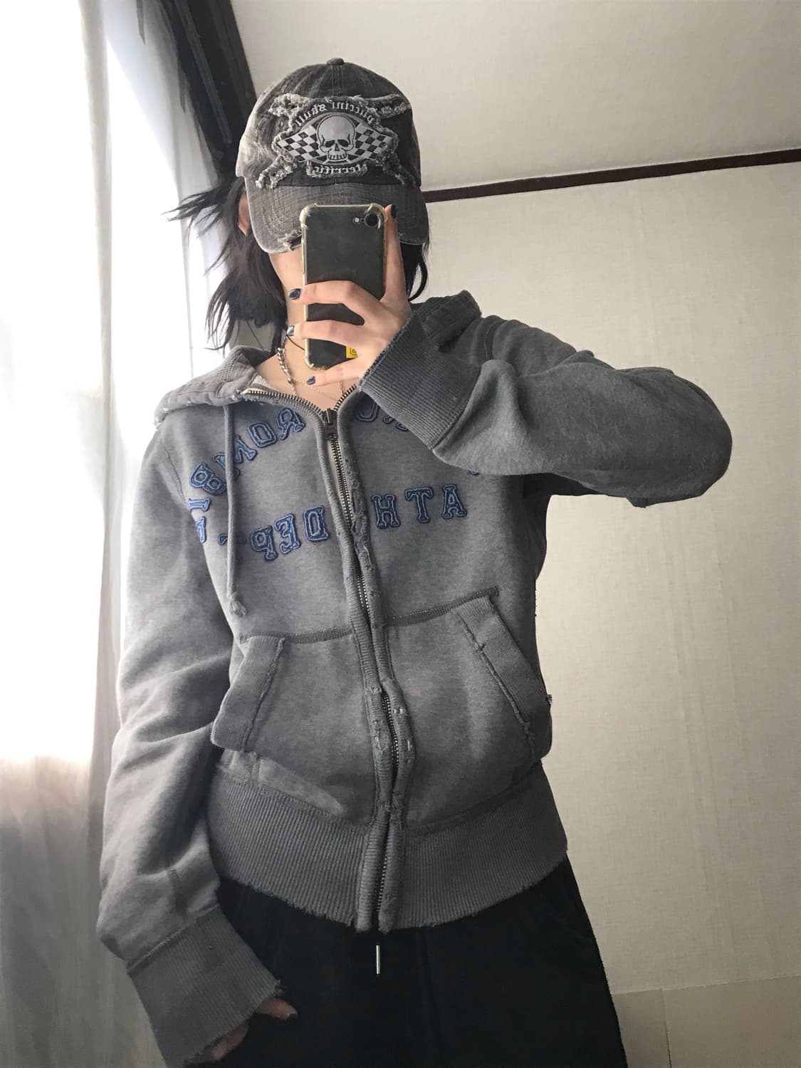 아베크롬비 그레이 데님로고 후드집업 상품이미지4