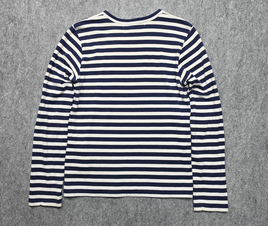 꼼데가르송 더블하트 와펜 스트라이프 긴팔티 S 네이비 상품이미지2