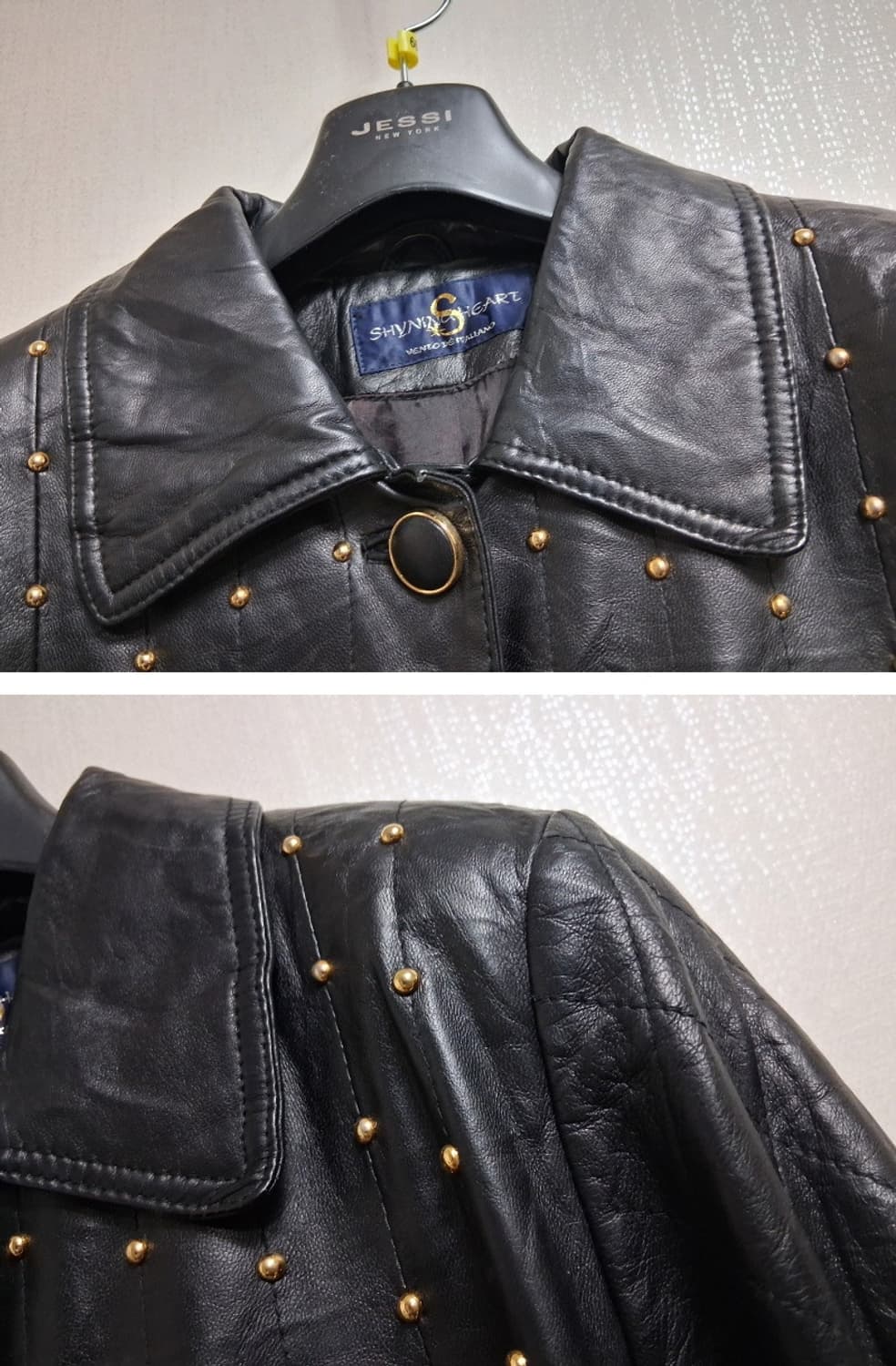 일본빈티지 SHVNING HEART 검정 양가죽코트 퀼팅양가죽코트 프리사 상품이미지5