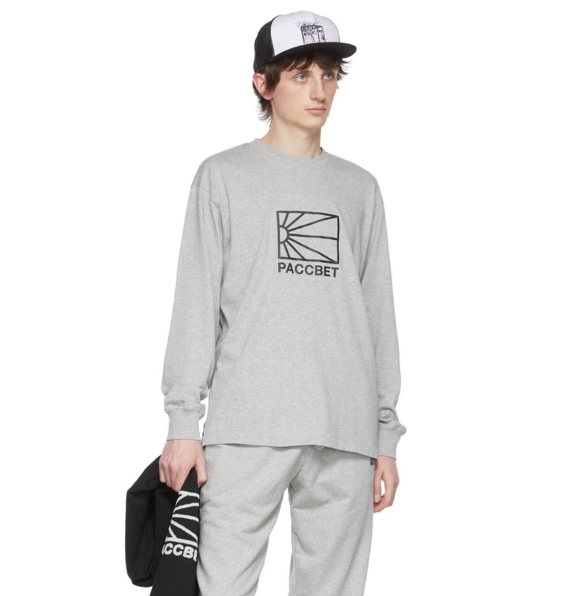 라스벳 PACCBET 베이직 로고 롱슬리브 티셔츠 그레이 S 상품이미지4