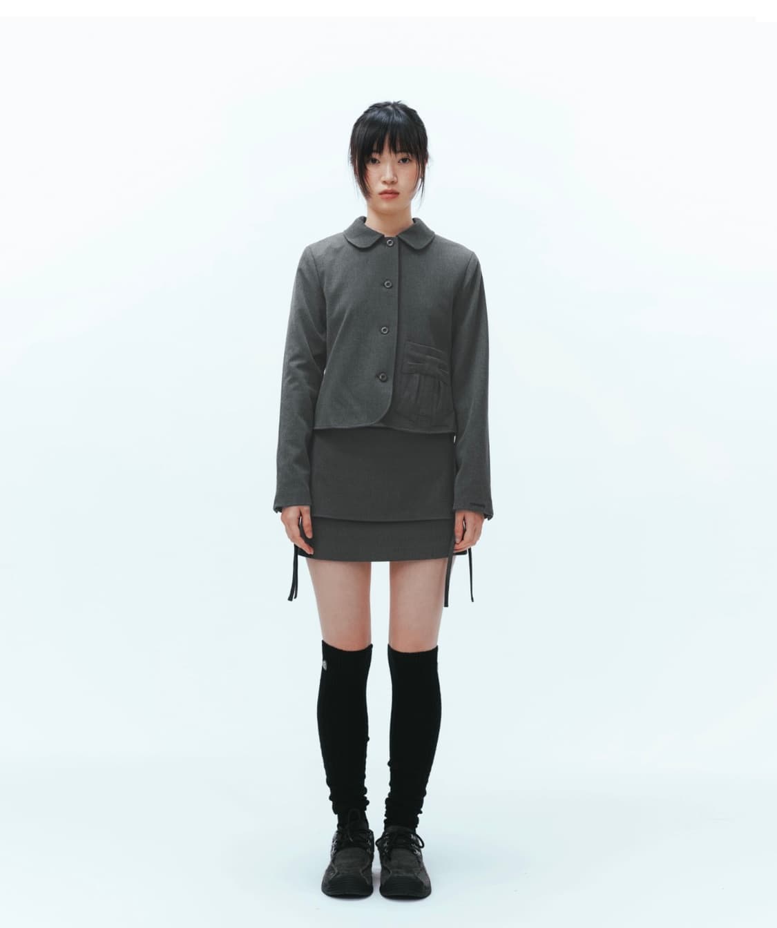 코이세이오 리본 자켓 셋업 그레이 상품이미지1