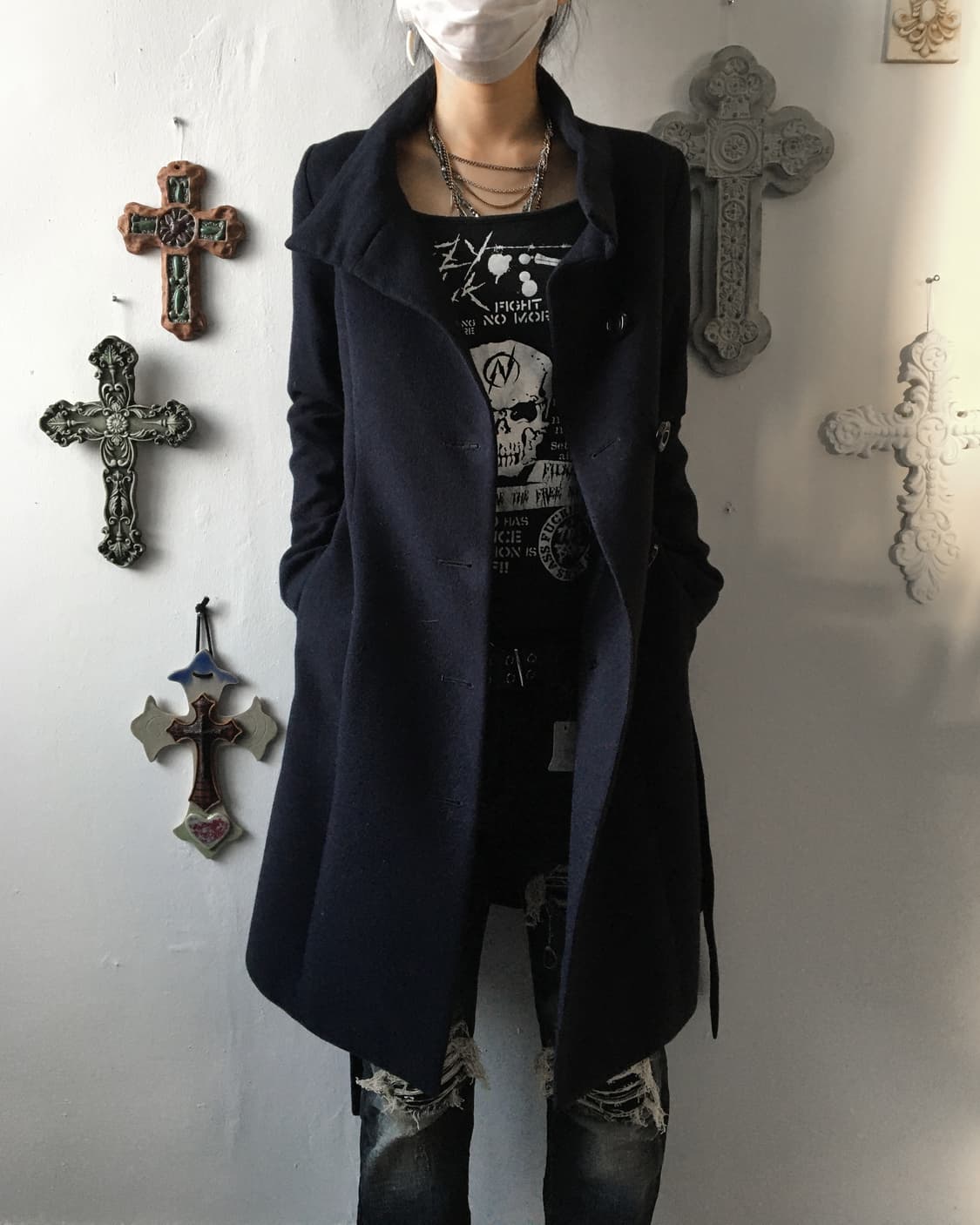 Belted high neck coat 상품이미지5