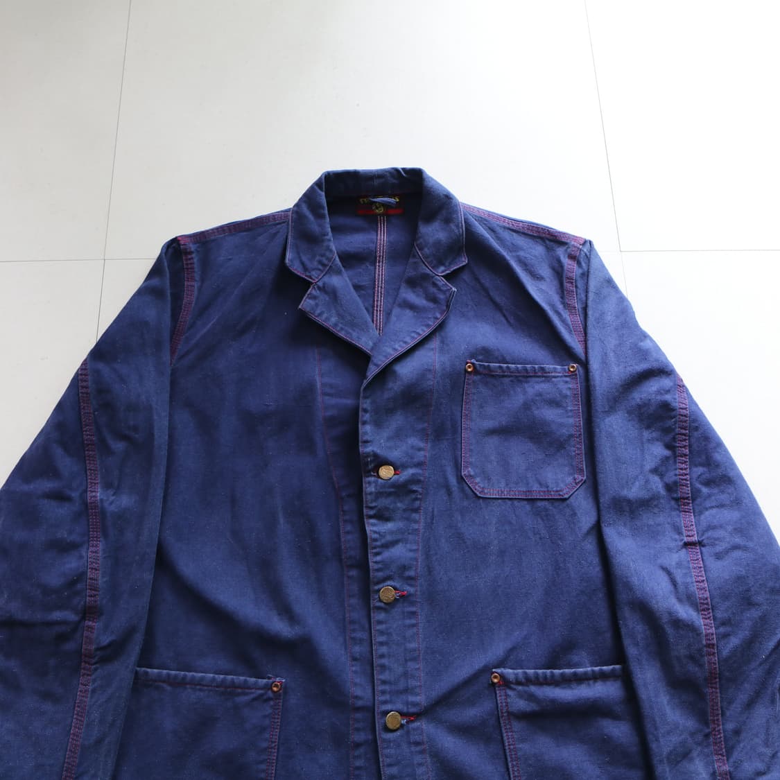 70s 프렌치 Fristads  노치드 라펠 리벳 초어 워크자켓(105) 상품이미지2