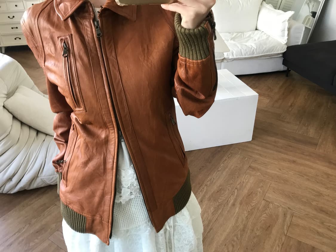 vintage brown sheepskin leather jacket 상품이미지8