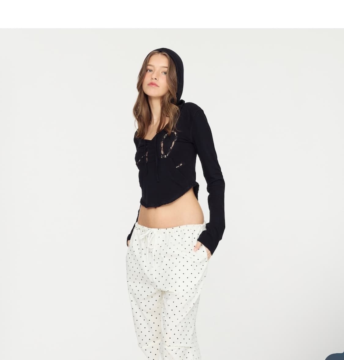 글로니 MUFFIN HOODIE TOP 후드 탑 블랙 상품이미지3