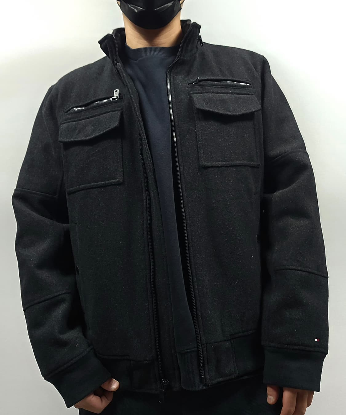 타미힐피거 블랙 울 블렌드 봄버 자켓 L사이즈 상품이미지4