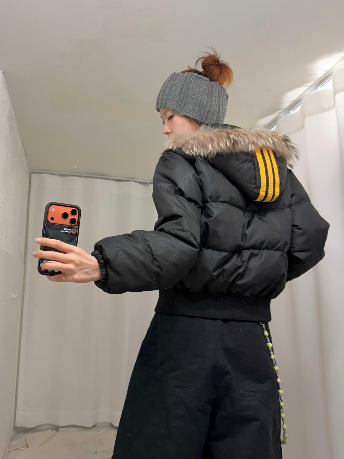 아디다스 옐로우 트랙 포인트 퍼 점퍼 상품이미지2