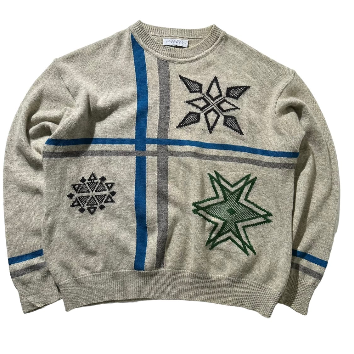 지방시 캐시미어 블렌드 패턴 라운드 니트 상품이미지1