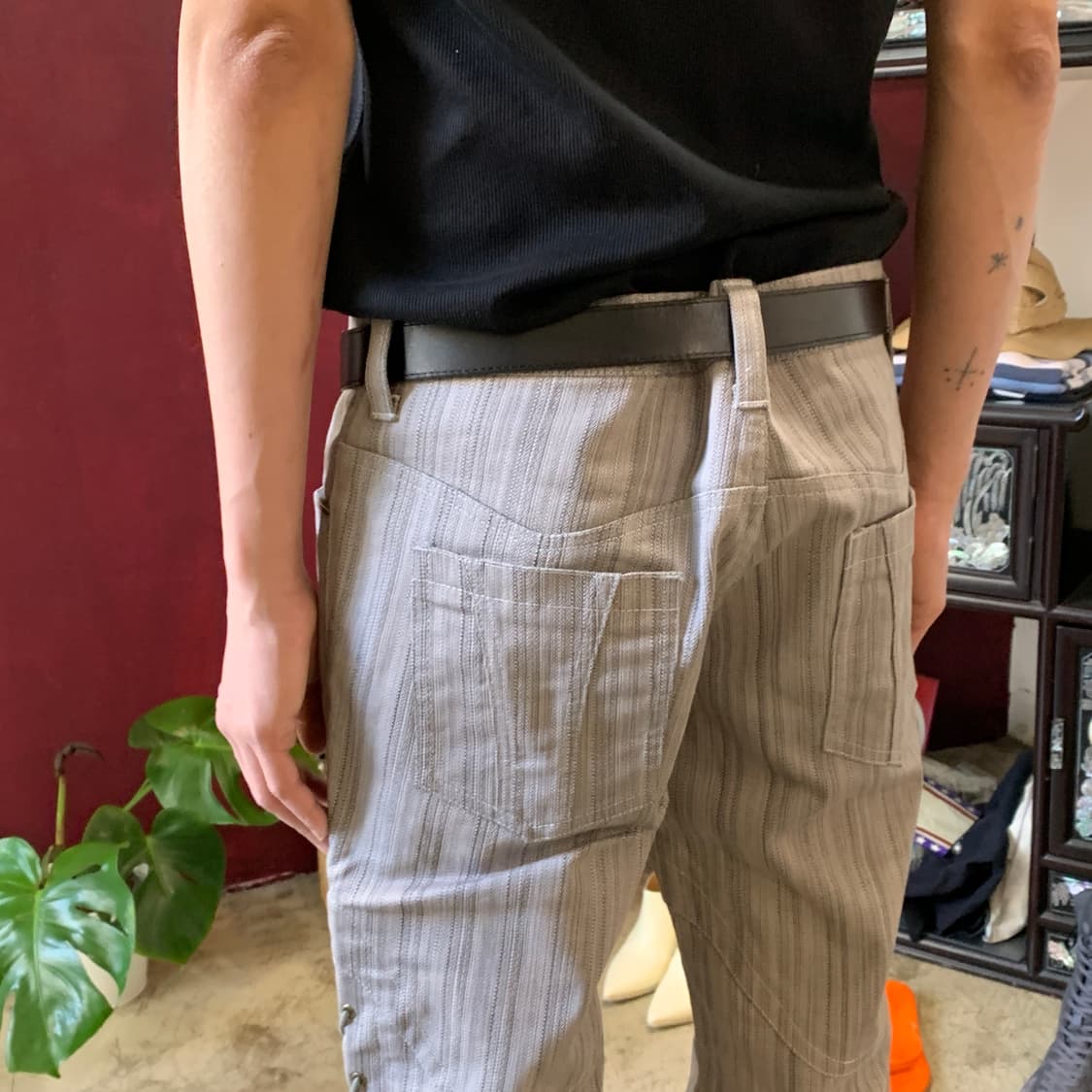 토네이도 마트 웨스턴 레이스업 벨바텀 데님 팬츠 상품이미지4