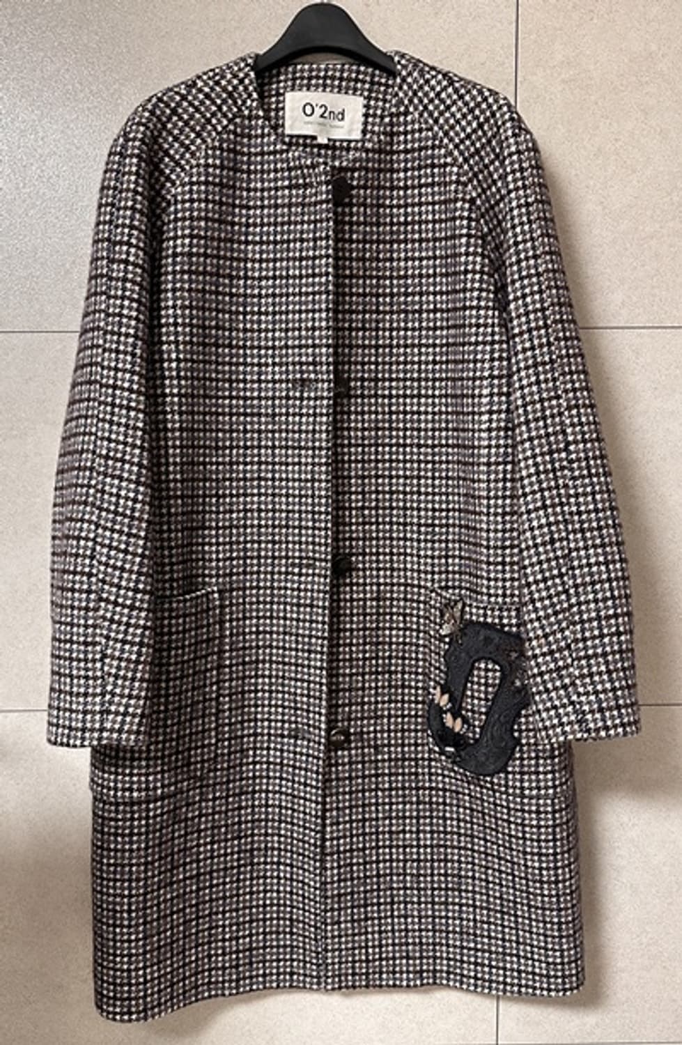 오즈세컨 비즈장식 노카라 코트  상품이미지3