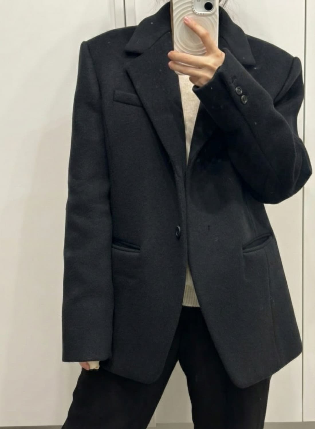 BRONN 브론 캐시비어 울 블랜드 자켓 블랙 상품이미지2