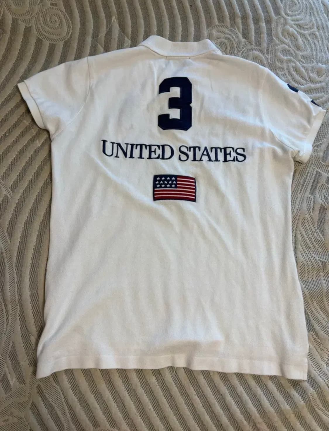 폴로 랄프로렌 빅포니 카라 티 USA 성조기 화이트 상품이미지3