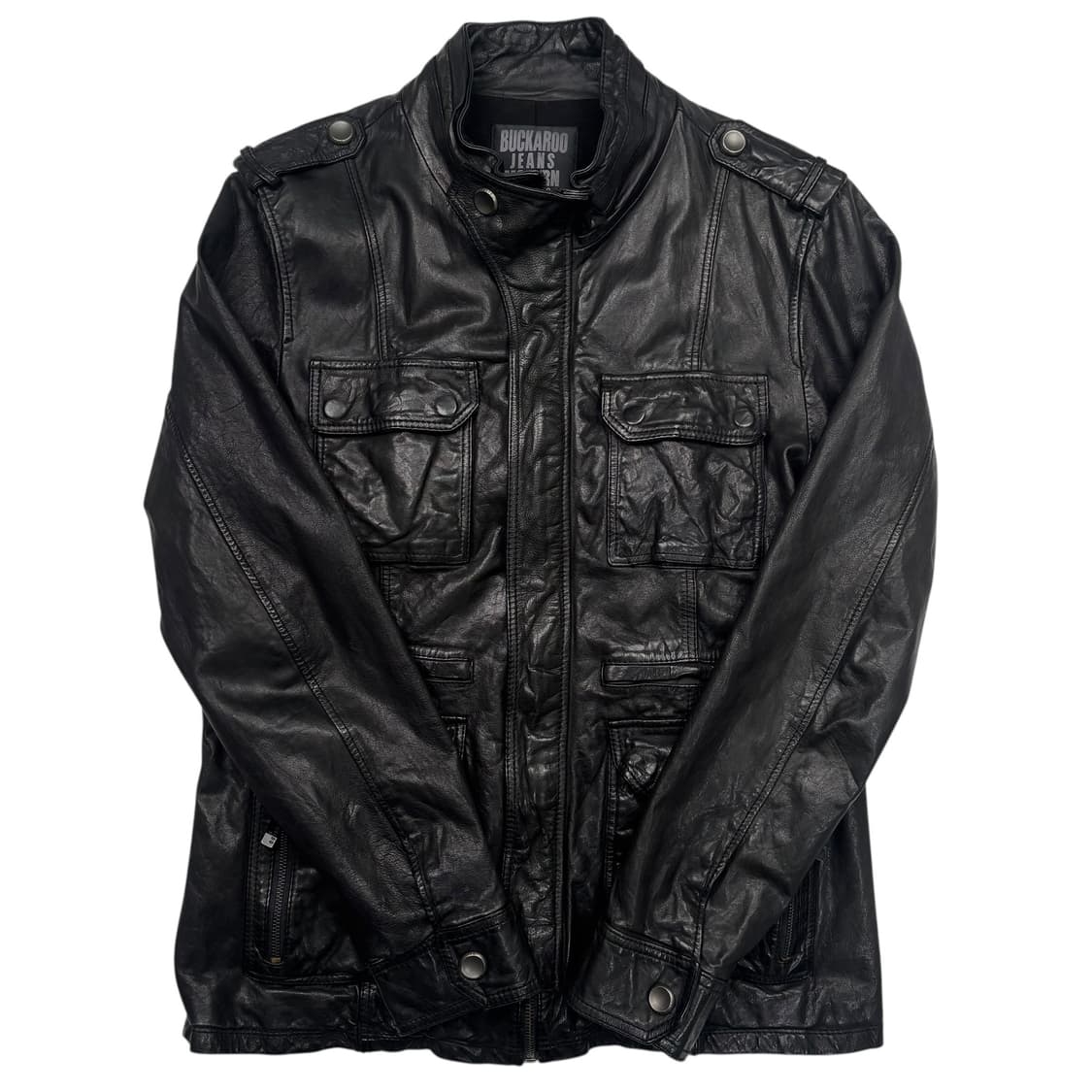 버커루 멀티포켓 블랙 램스킨 레더 자켓 XL 상품이미지1