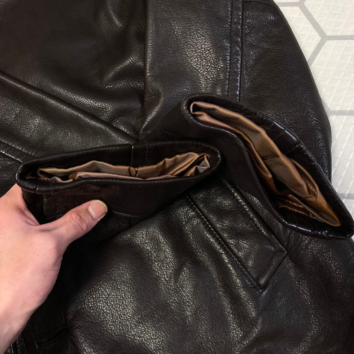 (M) 90s 갭 레더 카코트 다크 브라운 올드갭 상품이미지3