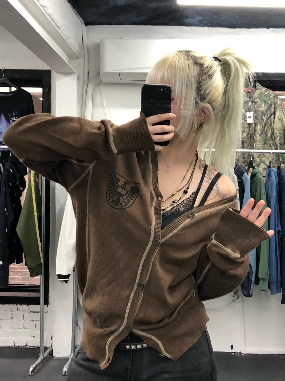 히스테릭 글래머 브라운 가디건 상품이미지3