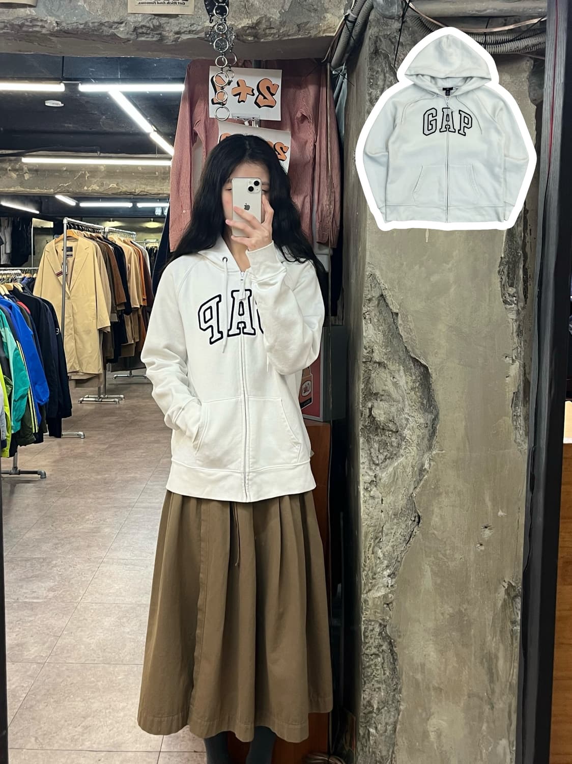 갭 기모 후드집업 화이트 XL #csz3345 상품이미지1