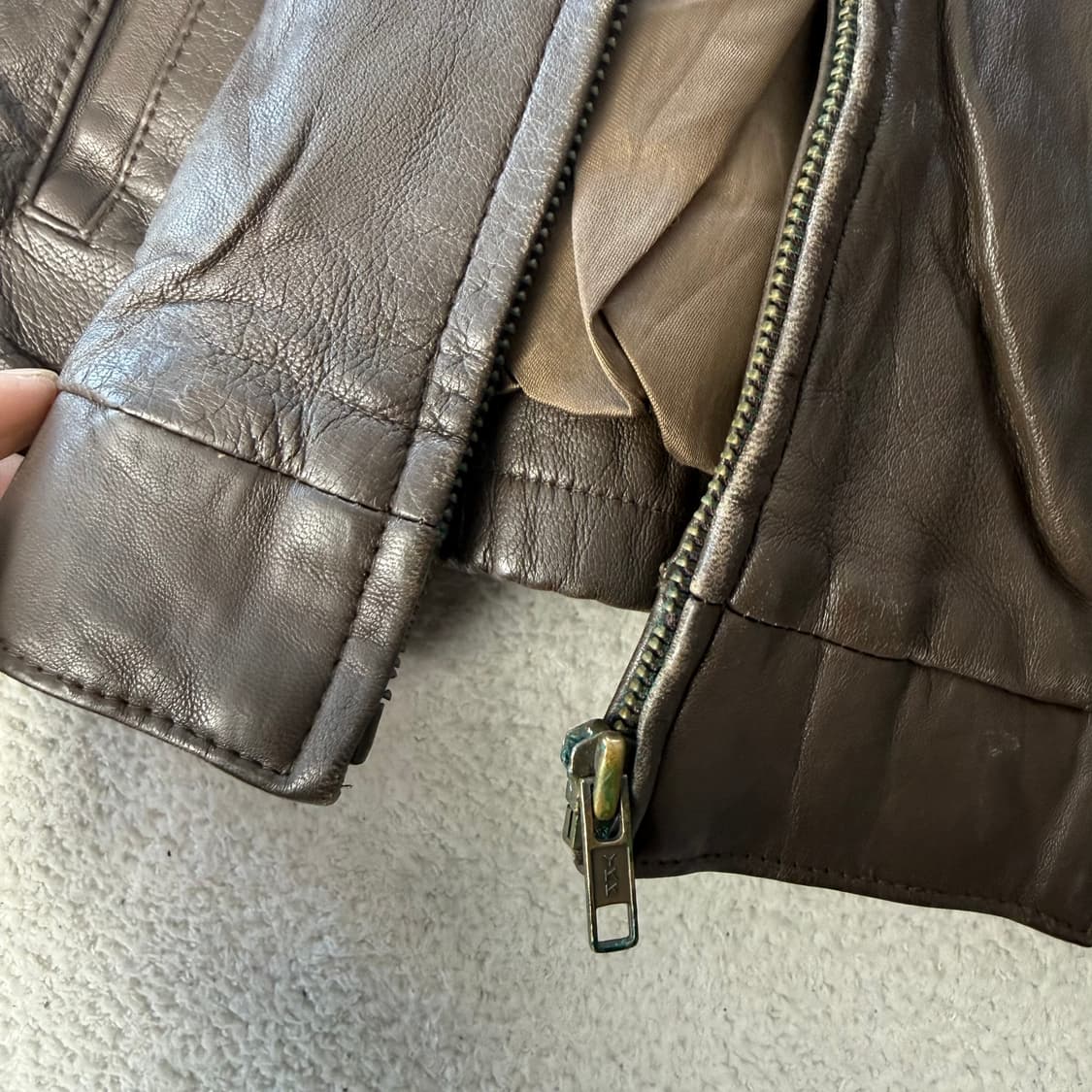 90s 아메리칸 빈티지 레더 봄버자켓 다크브라운  상품이미지8