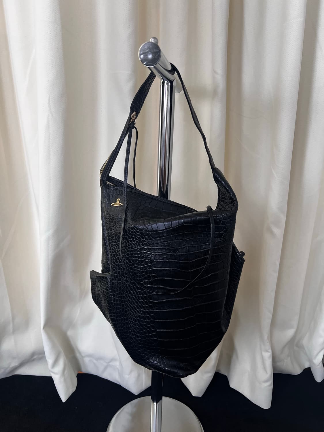 Rare 비비안웨스트우드 블랙 크로크 숄더백 상품이미지4