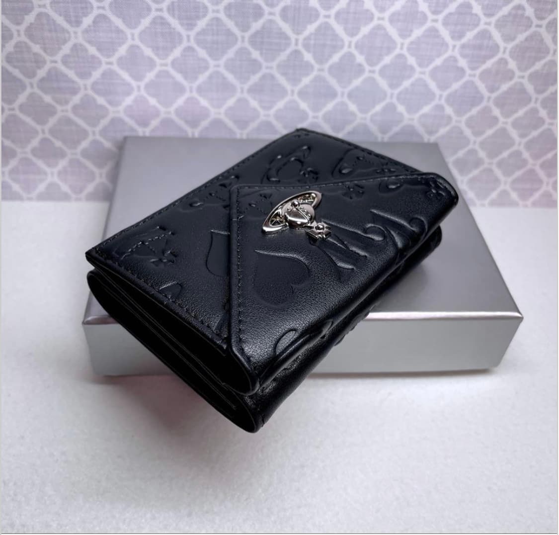 비비안웨스트우드 아카이브 무광 블랙 레더 실버 orb 하프월렛 반지갑 상품이미지8