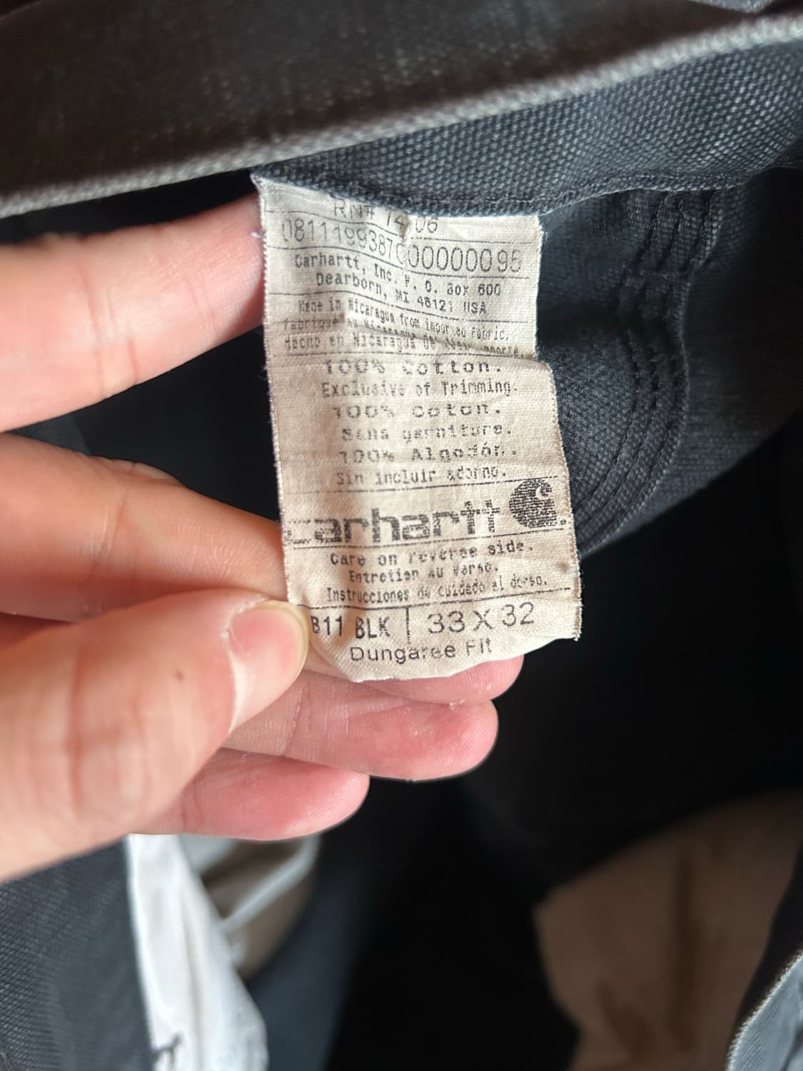 칼하트B11 싱글니 블랙 33in 상품이미지7