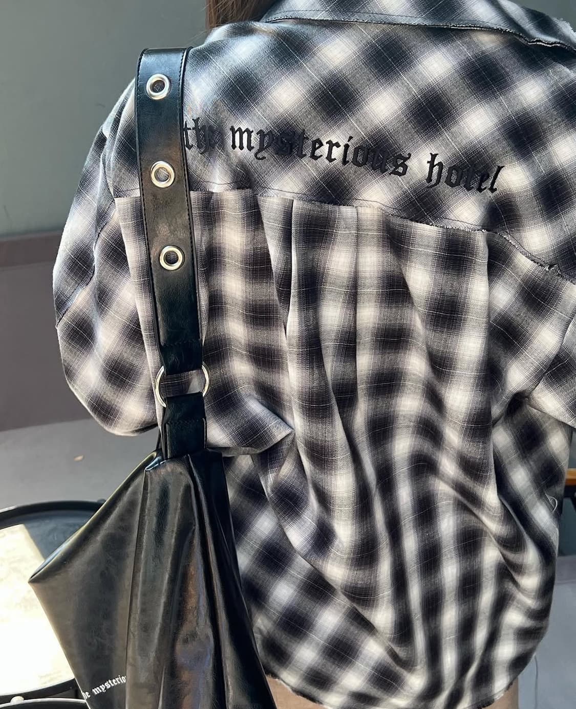 더미스테리어스호텔 컷아웃 체크셔츠 블랙 히스테릭글래머 미스테리어스호텔 상품이미지3