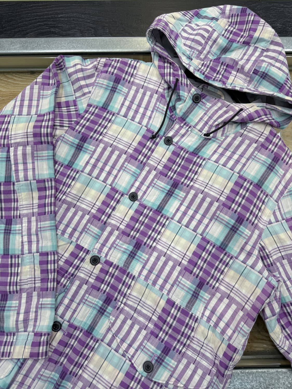 글로벌 워크 퍼플 체크 후드 파카 상품이미지5